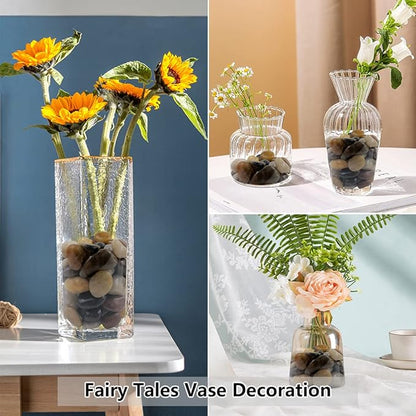 Black Pebbles for Indoor Plants, Natural Polished River Rocks, Small Decorative Stones for Planters Vase Fish Tank Aquariums Landscaping Garden, 2lbs