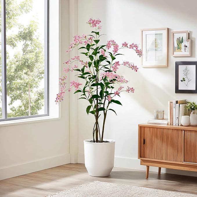 Artificial Tree Faux Jasmine Tree 5ft Tall Fake Jasmine Plant in Pot Fake Silk Tree Faux Plants Indoor