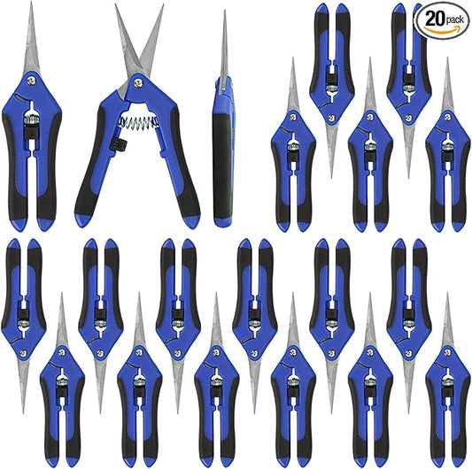 20 Pack 6.5 Inch Garden Pruning Scissors, Hand Pruner with Stainless Steel Blades, Sharp Point Gardening Shears Cutter, Gardening Pruning Shear, Supplies & Accessories(Blue)