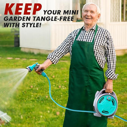 50FT Retractable Garden Hose Reel, Lightweight & Portable Hose Reel with 6 Patterns Spray Nozzle, Suitable for US Standard Hose Connection