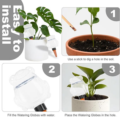 3Pcs Frog Plant Self Watering Globes for Indoor and Outdoor Plastic Water Bulbs Top Fill Plant Watering Globes Slow Release Terracotta Plant Watering Devices System for Plants, Clear
