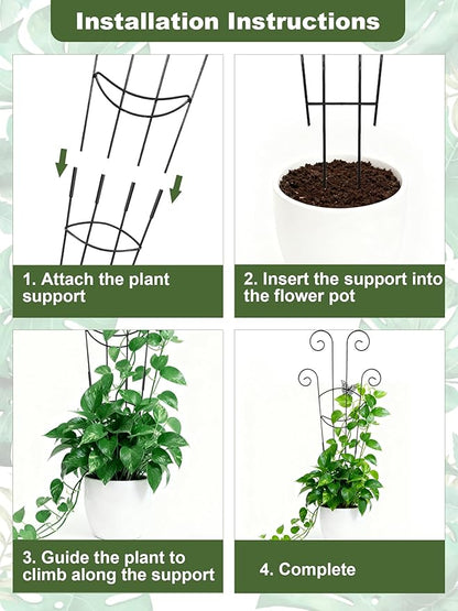 4 Pcs Metal Butterfly Plant Trellis for Potted Plants, 30" Expandable Garden Support for Climbing Plants Indoor, Houseplant Climber for Ivy Pothos Monstera Hoya Flower Outdoor (Black)