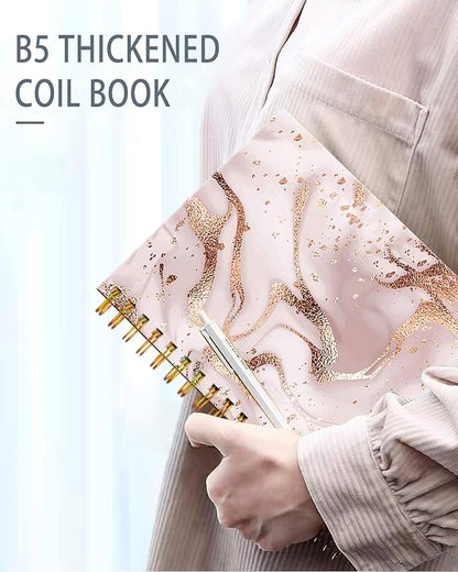 iampanda Chic Spiral Journal Notebook,Strong TwinWire Binding with Premium Paper for Girl Women,Champagne Marble 60 Sheets A5 College Ruled NotebookJournal,Perfect for School Office Home Gifts,Rose