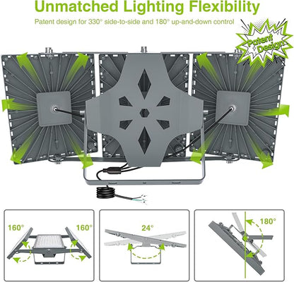 STASUN LED Flood Light Outdoor, Max Series 600W 60000lm 6000K Daylight IP66 Waterproof, Commercial Parking Lot Light,3 Heads for Yard Street Stadium House Floodlight Security Lights for Outdoor Area