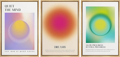 Ashbrook Framed Canvas Print Wall Art Set Aura Posters Angel Numbers Affirmation Posters Gradient Girl's Bedroom Decor Abstract Digital Art Decorative Calm/Relax for Bedroom - 16"x24"x3 Natural