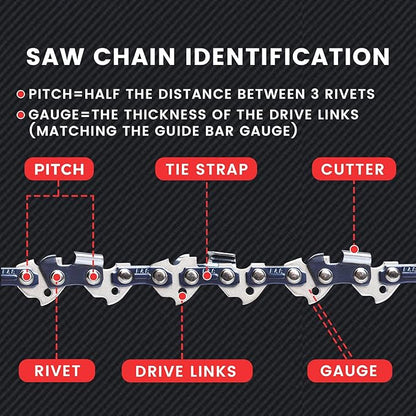 E & S 3 Pack 18 Inch Chainsaw Chain .325" Pitch .050" Gauge 72 Drive Links Semi-Chisel Chain Saw Chains for Husqvarna, Poulan, Craftsman, Greenworks and More Chainsaw Brands