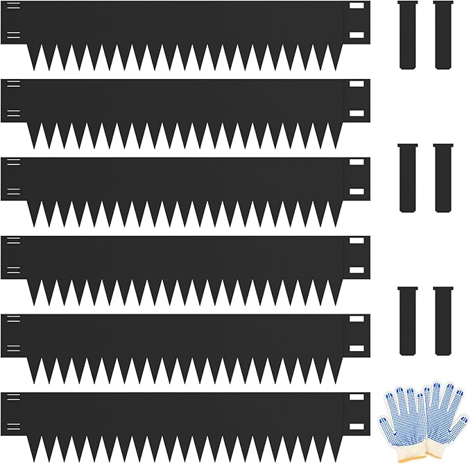 Metal Landscape Edging 6-Pack, Steel Edging Powder Coating - 40" L x 8" H Strips Garden Edging Border with 6 Clips - Edge for Lawn Yard (20Ft Total, Black)