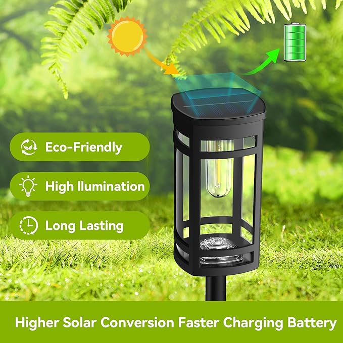 EXCMARK 8 Pack Solar Lights Outdoor Waterproof for Garden Pathway Walkway Driveway Yard Lawn Decorative Landscape Lighting. (Warm White Light, 8)