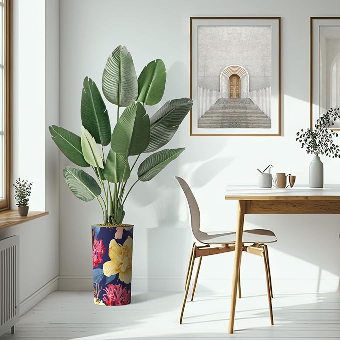 Artificial Tree in Contemporary Planter, Fake Bird of Paradise Silk Tree for Indoor and Outdoor Home Decoration - 67" Overall Tall (Plant Pot Plus Tree)