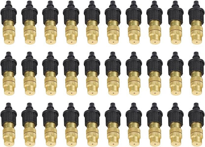 30-Piece Adjustable Misting Nozzle Set, Brass Spray Sprinkler for Garden Watering, Compatible with 47mm Hoses