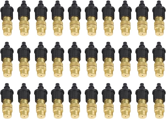 30-Piece Adjustable Misting Nozzle Set, Brass Spray Sprinkler for Garden Watering, Compatible with 47mm Hoses