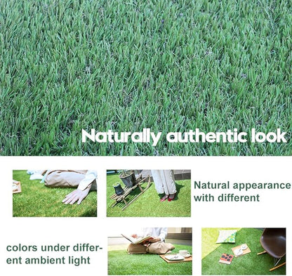 Artificial Grass Turf 6FTX33FT,1,38inch 4 Tone Realistic Synthetic Thick Fake Faux Grass Rug Astroturf Carpet Landscape for Dogs Indoor Outdoor Garden Lawn Mat, with Drainage Holes