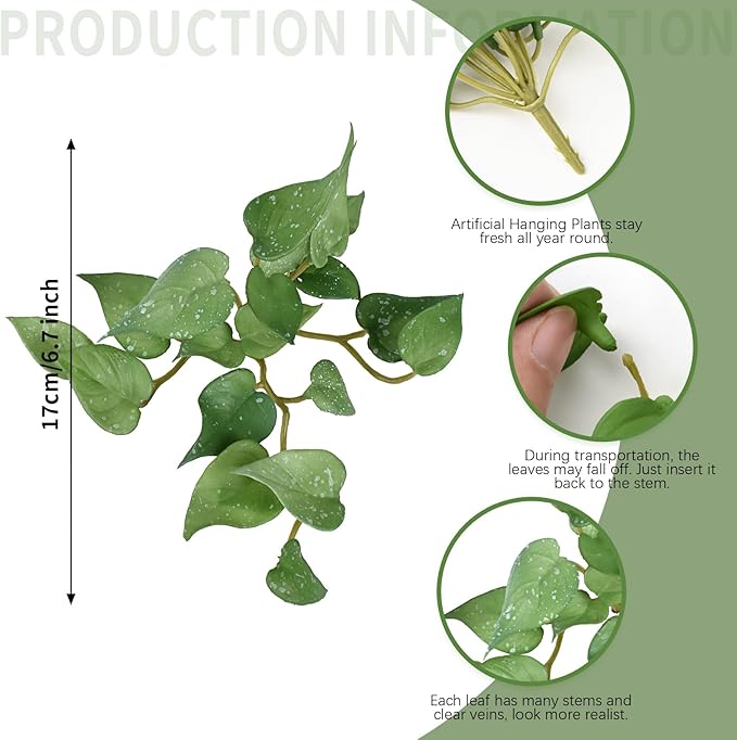 4PCS Fake Greenery Plants Artificial Scindapsus Aureus Faux Pothos for Home Garden Outdoor Indoor Decoration