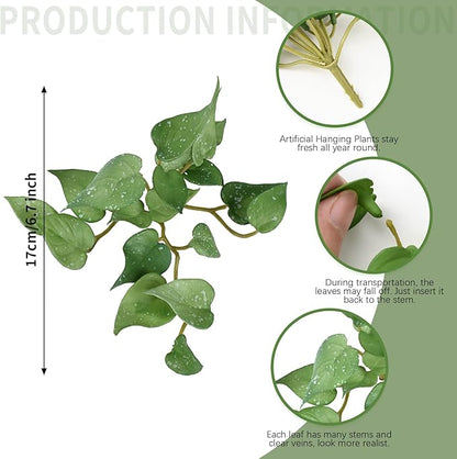 4PCS Fake Greenery Plants Artificial Scindapsus Aureus Faux Pothos for Home Garden Outdoor Indoor Decoration