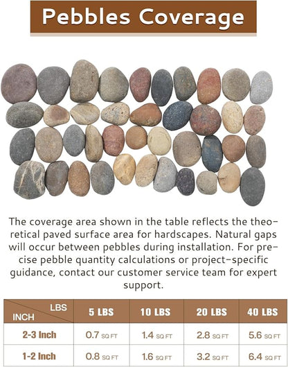 Natural River Rocks-5 lbs of Pebbles and River Stones,2-3 Inch Plant Rocks for Landscaping,Garden Paving,Crafting,Walkways,and Outdoor Decorative Stone,Mexican Beach River Rocks