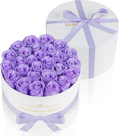 Perfectione Roses 27 Roses in a Box, Mothers Day Rose, Preserved Flowers for Her, Flowers for Delivery Birthday Gifts for Women (Light Purple)