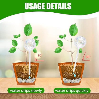 4 Pcs Large Plant Watering Globes,Self Watering Planter Insert Plant Accessories,Rainbow Gradient Glass Watering Devices for Vacation,Travel,Indoor,Outdoor,Home,Garden,10.6" L×3.15" D
