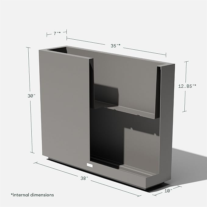 Veradek Block Series Span Plastic Planter - Tall Rectangular Planter for Indoor or Outdoor Patio/Porch, Gray, 30" in Height, 10" in Width, 38" in Length