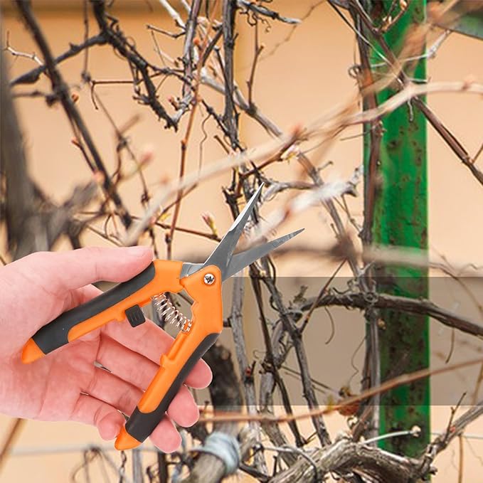 15 Pack 6.5 Inch Orange Garden Pruning Scissors, Stainless Steel Blades Hand Pruner, Sharp Point Gardening Shears Cutter, A Must-have Gardening Pruning Shear, Supplies & Accessories