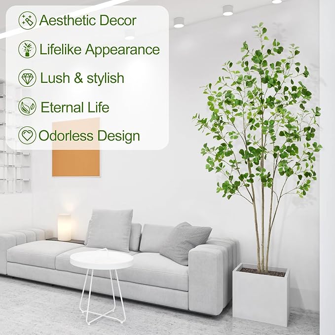 6ft Artificial Ficus Tree with Heart-Shaped Leaves - Lush & Full Branches, 72" Tall Luxurious Faux Heart-Leaf Ficus Tree, Perfect for Modern Home & Office Decor, Natural Look