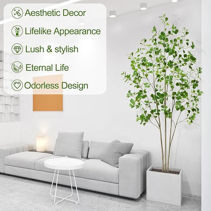 6ft Artificial Ficus Tree with Heart-Shaped Leaves - Lush & Full Branches, 72" Tall Luxurious Faux Heart-Leaf Ficus Tree, Perfect for Modern Home & Office Decor, Natural Look