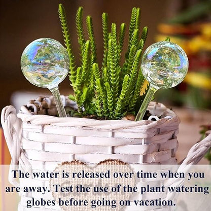 2pcs Glass Plant Watering Globes, Clear Rainbow Color Flower Self-Watering System Spikes, Automatic Plant Waterer Bulbs for Indoor & Outdoor Plants Everyday Use