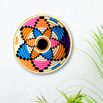 Bhumee Creations Rattan Trendy & Timeless: Sabai Grass Wall Basket - Handwoven Wall Art (Multicolour, Set of 1)