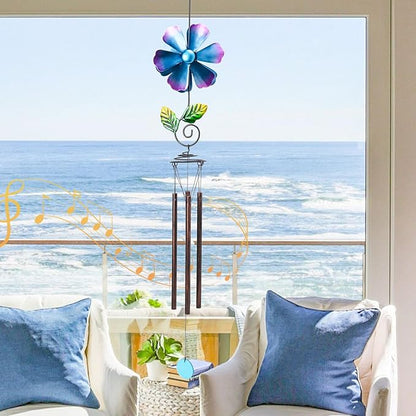 MUMTOP Wind Chimes for Outside Clearance - Garden Wind Chimes with Flower Wind Spinner, 33 Inch Deep Tone Metal Memorial Sympathy Windchimes for Patio Outdoor Porch Yard Decor Gifts(Blue)
