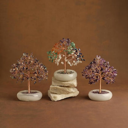 Amethyst Crystal Tree of Life Chakra Healing, Bonsai Tree, Gemstone Tree, Home and Office Desk Decor for Positive Energy, Birthday Wedding Gifts