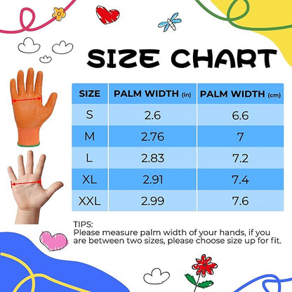 HANDLANDY 3 Pairs Kids Gardening Gloves Latex Free, Nitrile Coated Children Toddler Garden Yard Outdoor Playing Gloves for Little Girls Boys (Size M)