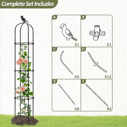 Obelisk Trellis for Climbing Plants Outdoor - 69"(H), Rustproof Trellis with Adjustable Rings, Metal Plant Support for Potted Vines, Garden Trellis Use for Outdoor or Indoor(2 Pack)