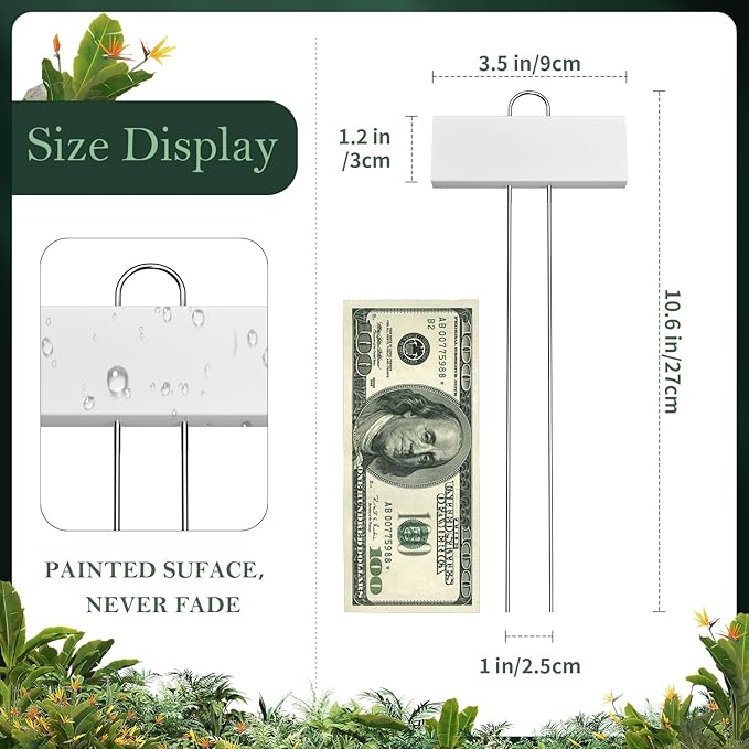 50 Pack Metal Plant Labels for Outdoor Garden Waterproof Plant Markers, Labels Garden Markers for Seedlings Herbs Vegetable Greenhouse Gifts with Pen - White