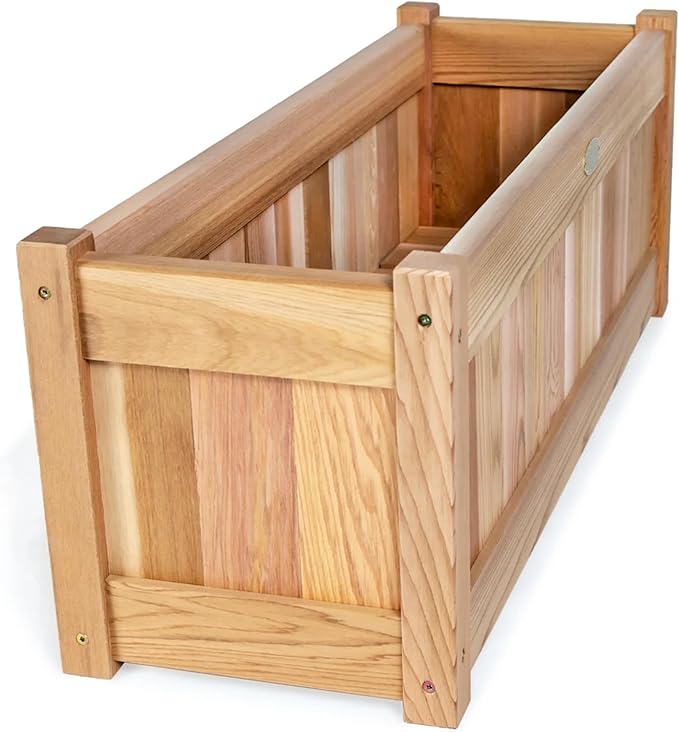 All Things Cedar Planter Box, Outdoor Cedar Wood Garden Bed, 32 Inches Wide, Natural