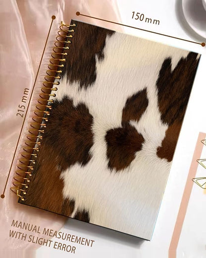iampanda Spiral Journal Notebook,Strong Twin-Wire Binding with Premium Paper for Girl Women,Cowhide Farm Animal Skin Leopard Brown Cow 60 Sheets A5 College Ruled Notebook/Journal,Perfect for School Office Home Gifts,Vintage Cowhide