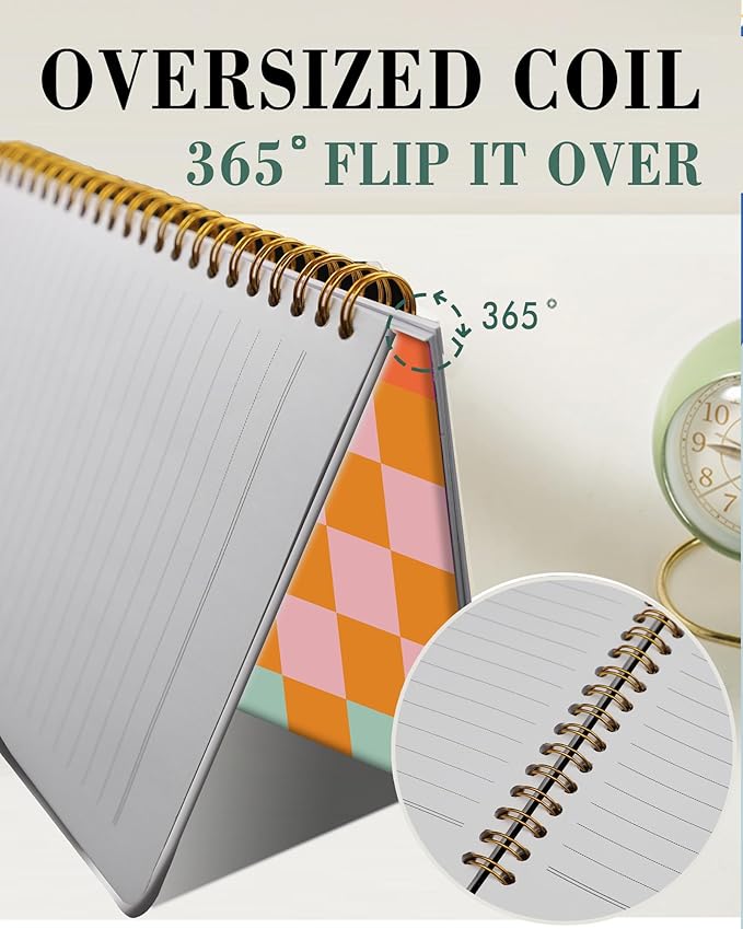Spiral Journal Notebook,A5 Hardcover Lined Journals for Women Girl 6 x 8.3 in,120 Pages Thick Paper,Cute College Ruled Writing Notebook for Gifts Office Work School(Colorful Checkered)