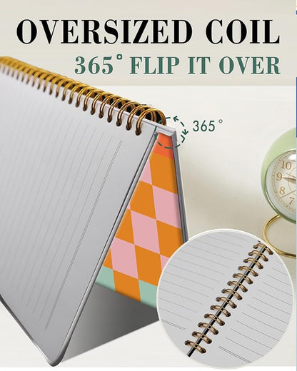 Spiral Journal Notebook,A5 Hardcover Lined Journals for Women Girl 6 x 8.3 in,120 Pages Thick Paper,Cute College Ruled Writing Notebook for Gifts Office Work School(Colorful Checkered)