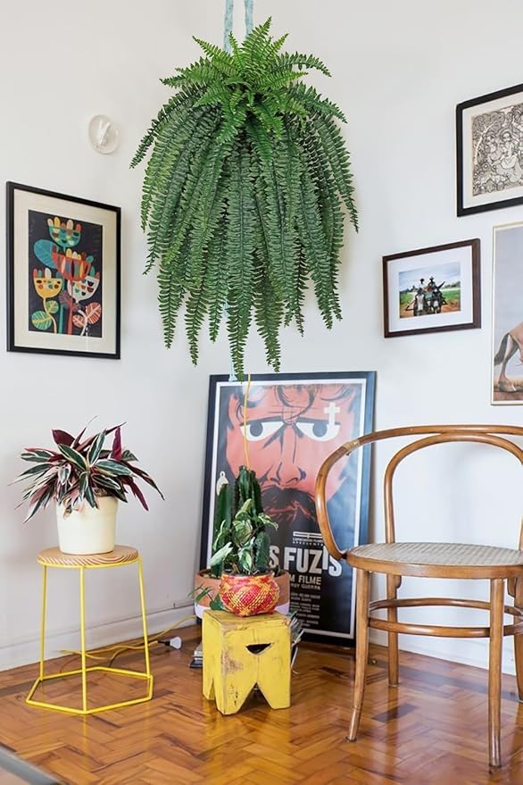 Ferns Fake Plants 52 Fronds Artificial Plants Outdoor 47" Long Fake Fern Look Real Large Plant Artificial Ferns Potted | Hanging Boston Fern | Fake Plant Shrubs for Home Garden Porch Farmhouse Decor