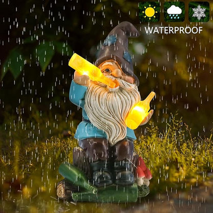 DKJOCKY Gnomes Gifts for Women for Christmas,Funny Garden Gnomes Outdoor Decorations for Yard, Gnomes with Solar Lights Garden Decor, Birthday Gifts for Women Unique