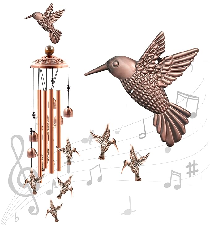 Wind Chimes Outdoor Clearance, Ukulork Aluminum Tube Windchime with S Hook,Patio Garden Decor, Housewarming Gift. (Hummingbird)