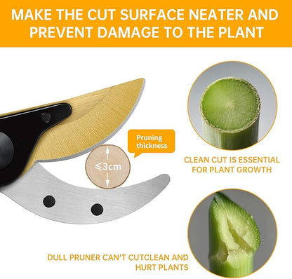 Titanium Bypass Pruning Shears, Rust-Resistant Coated Hand Pruners with Ergonomic Handles, Heavy Duty Garden Hedge Clippers Tools for Bonsai Scissors & Loppers