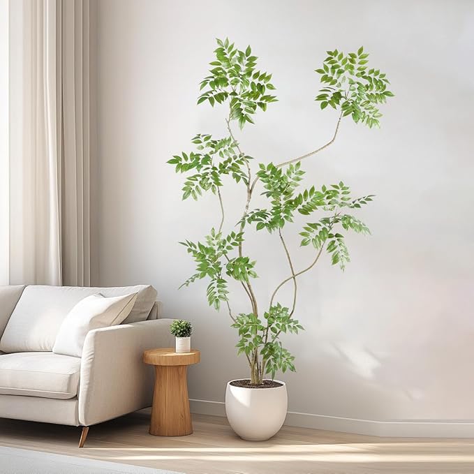 Artificial Sumac Tree,6ft（1pack） Tall Fake Plants Artificial Mahonia fortunei Plants for Indoor, Fake Trees for Office Home Living Room Floor Patio Greening Porch Decor