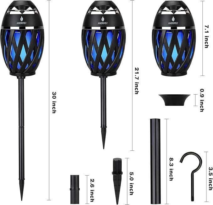 ANERIMST Unique Gifts for Men, Outdoor Bluetooth Speaker Waterproof Wireless with Torch LED Light, Birthday Gift for Boyfriend Him Dad, Cool for Garden, Patio, Outside (Blue Light)