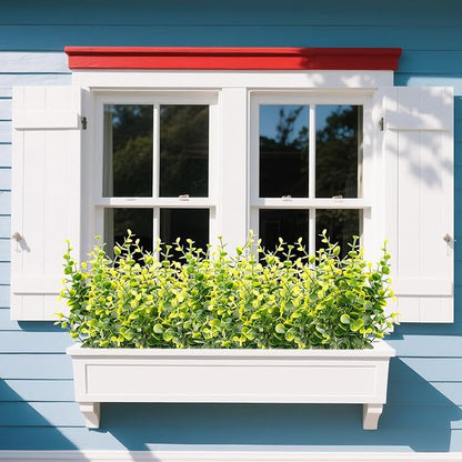 FGSAEOR 12 Bundles Artificial Eucalyptus Plant, Fake Boxwood Shrubs UV Resistant No Fade Faux Greenery for Home Garden Hanging Planter Indoor Porch Patio Office Wedding Decoration