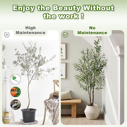 5FT Artificial Olive Tree Artificial Olive Plants, Tall Faux Olive Tree Faux Silk Plant Fake Plant Ultra-Realistic Silk Leaves & Natural Trunk Indoor Outdoor Use