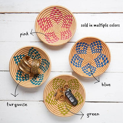 Small Decorative Bowl, Centerpiece, Storage, Organizaing, Home Décor Accents, Woven, Boho, 7" Wide, Green