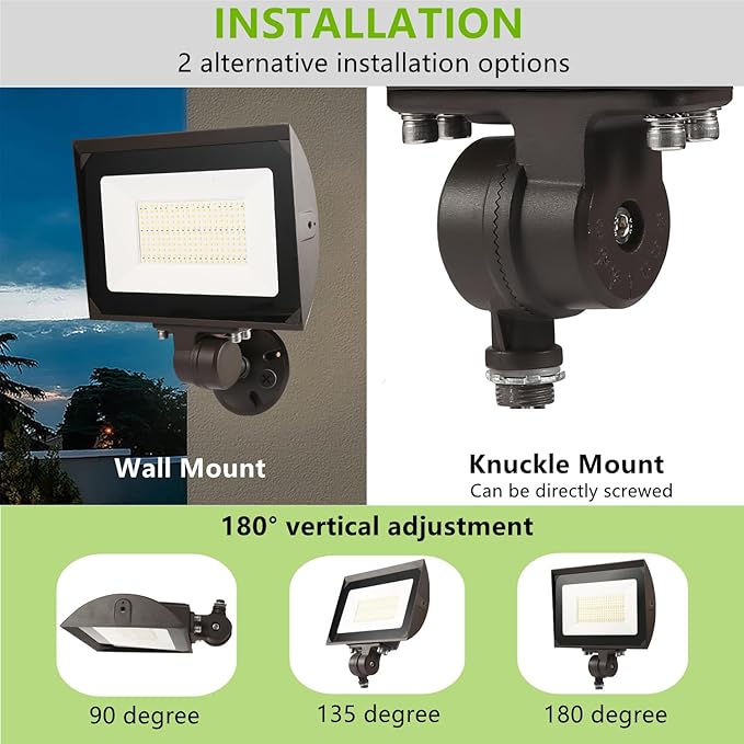 150W Outdoor LED Flood Light with Plate, 5000K Daylight 21000LM 100-277V, UL/DLC Waterproof LED Security Flood Lighting for Wall Wash/Sign/Flagpole/Tree/Yards/Advertising Boards