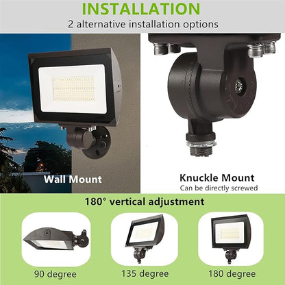 100W Outdoor LED Flood Light with Plate, 5000K Daylight 13000LM 120V, UL Waterproof LED Security Flood Lighting for Wall Wash/Sign/Flagpole/Tree/Yards/Advertising Boards