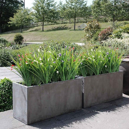 Melorca&Guilla Artificial Plants Outdoor 6PCS 23“ Fake Tall Grass,Fake Outdoor Plants,Faux Plants with Flowers for Garden Porch Window Box Shop Office Home Décor