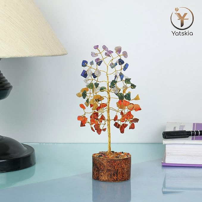 Seven Chakra Tree - Chakra Tree of Life - Crystal Tree for Positive Energy - Gemstone Tree - Chakra Money Tree - Mini Naturals Trees - Crystal Trees As Home Decor