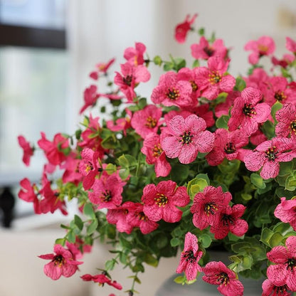 mizii Artificial Flowers for Outdoors 20 Bundles Realistic Faux Silk Flower UV Resistant Fake Plants Outside Decorations for Patio Garden Balcony Yard Porch Summer Indoor Home Decor (Pink)